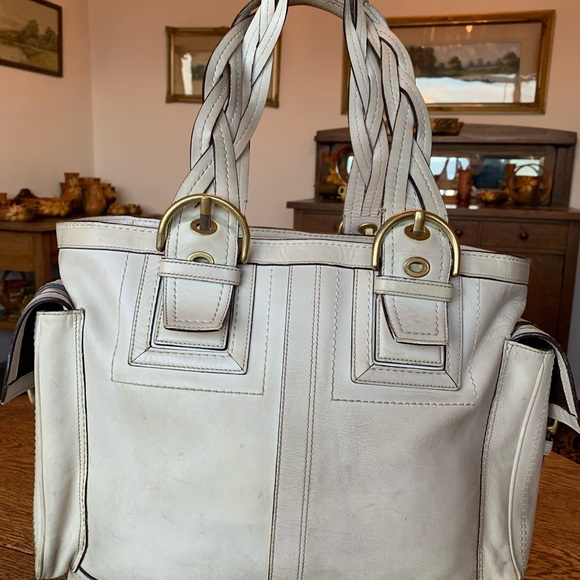 Coach Soho XL Braided Handle Tote 10050 Parchment - Picture 4 of 16
